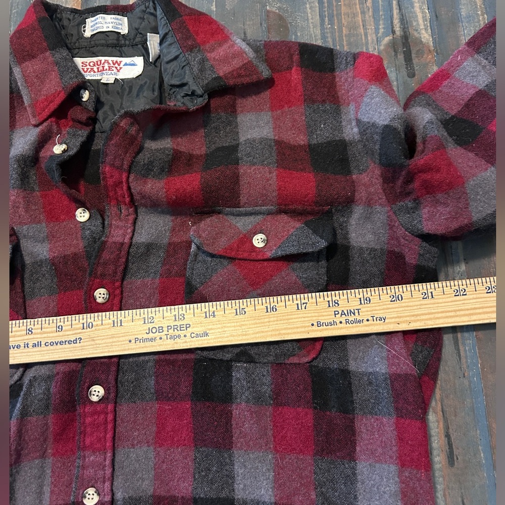 Wool Flannel Vintage Size Large Plaid‎ Red and Black Fall Autumn Winter - Picture 4 of 7